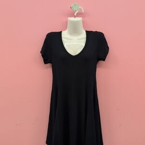 Hard Tail Forever Fit N Flare V Neck Women's Mini Dress Large Past Midnight